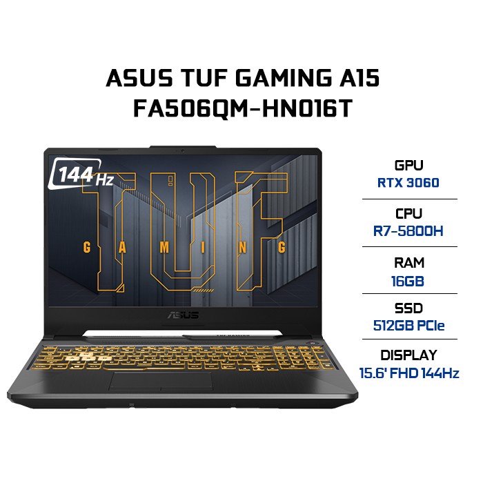 Laptop ASUS TUF Gaming A15 FA506QM HN016T R7 5800H 16GB 512GB